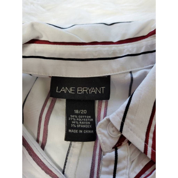 Lane Bryant Womens Button‎ Front Shirt White Brown Striped Stretch Plus 18/20 - Picture 5 of 5